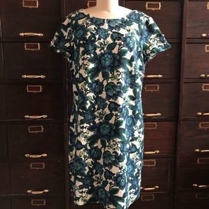 LOFT Blue Rose Linen Blend Sheath Dress -6 NWT